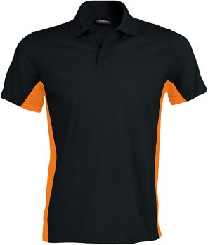 Kariban | 2-barevné piqué polo "Flag" black/orange XL
