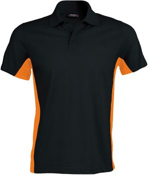 Kariban | 2-barevné piqué polo "Flag" black/orange L