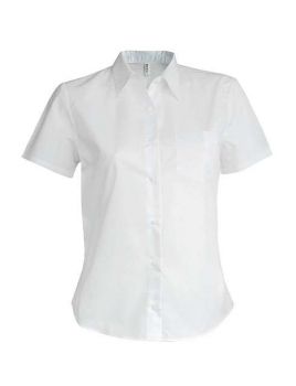 LADIES' SHORT-SLEEVED COTTON POPLIN SHIRT White M