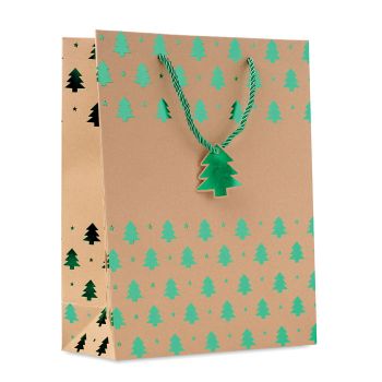 SPARKLE Dárková vánoční taška z kraftu green