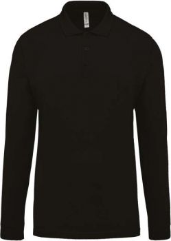 MEN'S LONG-SLEEVED PIQUÉ POLO SHIRT Black L