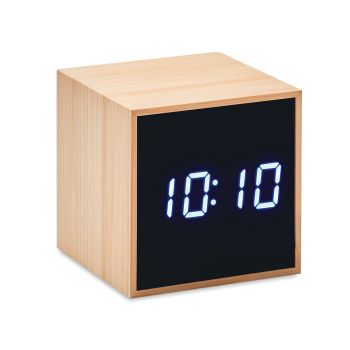 MARA CLOCK Budík s LED v krytu z bambusu wood