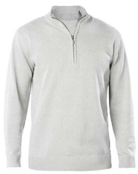 MEN'S ZIP NECK JUMPER Grey Melange L