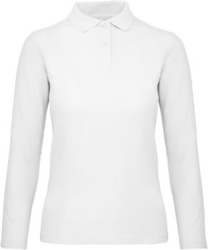 B&C | Dámské piqué polo s dlouhým rukávem white L