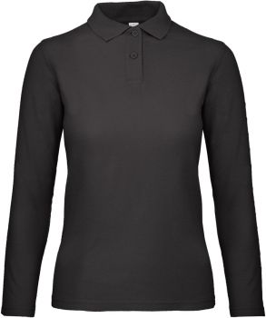 B&C | Dámské piqué polo s dlouhým rukávem black L