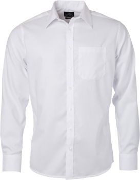 James & Nicholson | Mikro keprová košile s dlouhým rukávem white L