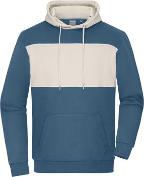 Daiber | Mikina s kapucí "Colour-Block" z bio bavlny dusty blue/sandstone L