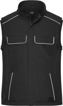 James & Nicholson | Pracovní softshellová vesta - Solid black XL