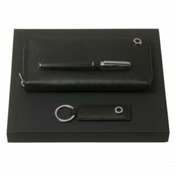 Set HUGO BOSS (rollerball pen, key ring & long zipped folder)