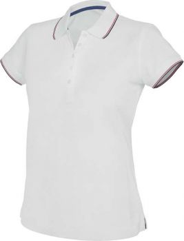 LADIES' SHORT-SLEEVED POLO SHIRT White/Navy/Red M