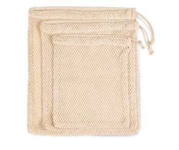 MESH BAG WITH DRAWSTRING CARRY HANDLE Natural L