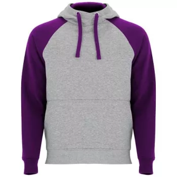 Unisex dvoubarevná mikina s kapucí Badet 280 g/m² Žíhaná šedá / purpurová L