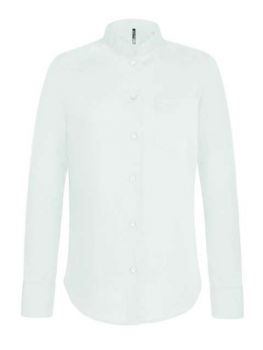 LADIES' LONG-SLEEVED MANDARIN COLLAR SHIRT White S