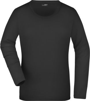 James & Nicholson | Dámské elastické tričko s dlouhým rukávem black S