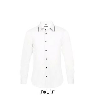 SOL'S BAXTER MEN - LONG SLEEVE FITTED SHIRT White/Black 2XL
