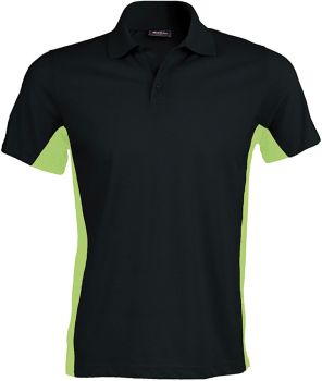 Kariban | 2-barevné piqué polo "Flag" black/lime XL