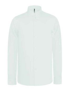 MEN'S LONG-SLEEVED MANDARIN COLLAR SHIRT White L