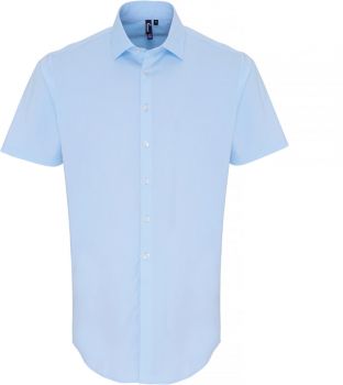 Premier | Popelínová elastická košile s krátkým rukávem pale blue 4XL