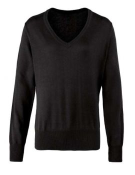 WOMEN'S KNITTED V-NECK SWEATER Black L