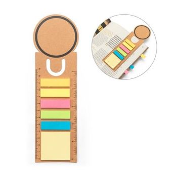 SAWYER. Kancelárska sada 3 v 1, vyrobená zo 100 % recyklovaného papiera, s okrúhlym vrchom a čiernym potlačou po celom obvode Prírodná