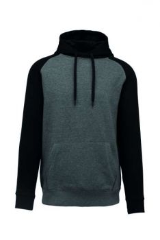 ADULT TWO-TONE HOODED SWEATSHIRT Grey Heather/Black M