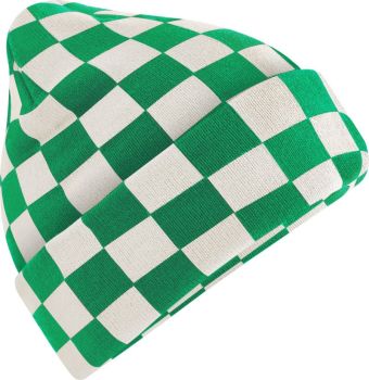 Beechfield | Pletená čepice "Checkerboard" kelly green/off white onesize