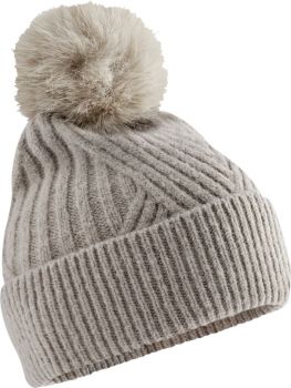 Beechfield | Pletená čepice s bambulí "Snow Luxe" natural stone onesize