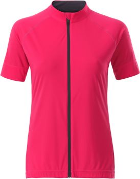 James & Nicholson | Dámský celopropínací cyklistický dres bright pink/titan L