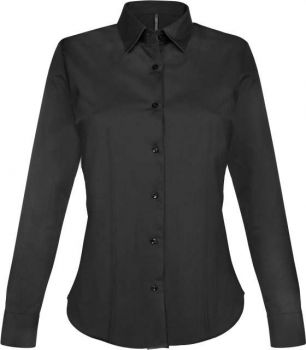 LADIES' LONG-SLEEVED STRETCH SHIRT Black M