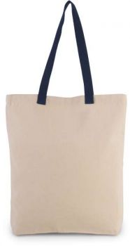 SHOPPER BAG WITH GUSSET AND CONTRAST COLOUR HANDLE Natural/Navy U