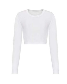 WOMEN'S L/S CROPPED T Solid White M
