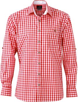 James & Nicholson | Popelínová kostkovaná košile v tradičním vzhledu red/white L