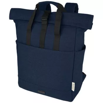 Joey, 15" batoh na notebook z recyklovaného plátna GRS, objem 15 l námořnická modrá