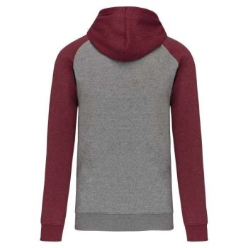 ADULT TWO-TONE HOODED SWEATSHIRT Grey Heather/Wine Heather 2XL