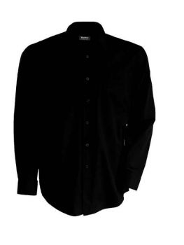 MEN'S LONG-SLEEVED COTTON POPLIN SHIRT Black L