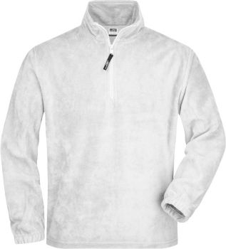 James & Nicholson | Fleecový svetr s 1/4 zipem white XL
