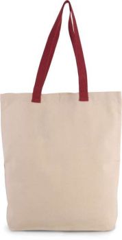SHOPPER BAG WITH GUSSET AND CONTRAST COLOUR HANDLE Natural/Cherry Red U