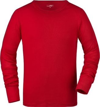 James & Nicholson | Pánské žebrované tričko s dlouhým rukávem red L