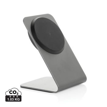 Terra hliníkový stojan na tel. s bezdrôt. nabíjaním 15W sivá