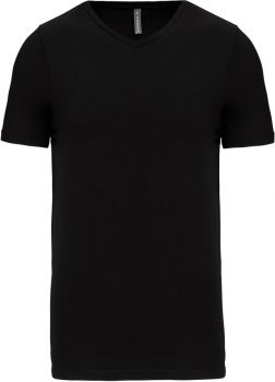 Kariban | Pánské elastické tričko s výstřihem do V black M