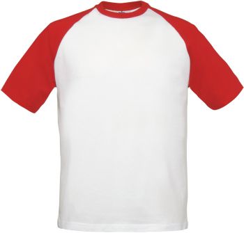 B&C | Raglánové kontrastní tričko white/red M
