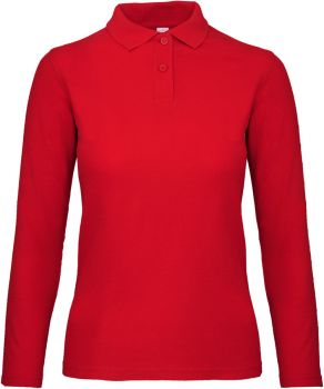 B&C | Dámské piqué polo s dlouhým rukávem red XXL