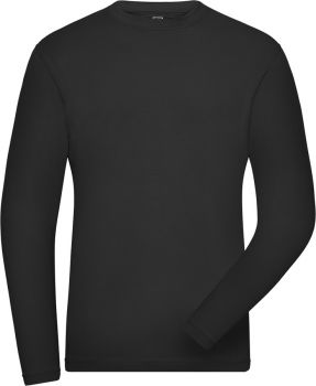 James & Nicholson | Pánské pracovní elast. tričko, dl. rukáv - Solid black L