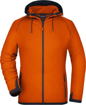 James & Nicholson | Dámská fleecová bunda s kapucí, diamant. struktura dark orange/carbon S