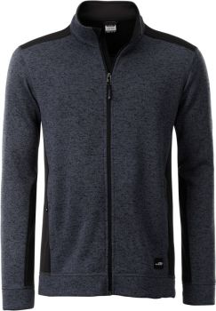 James & Nicholson | Pánská pracovní bunda z pleteného fleecu - Strong carbon melange/black L