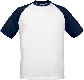 B&C | Raglánové kontrastní tričko white/navy XL