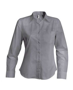 LADIES' LONG-SLEEVED OXFORD SHIRT Oxford Silver S