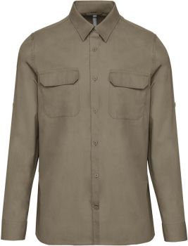 Kariban | Popelínová košile s dlouhým rukávem "Safari" light khaki XL