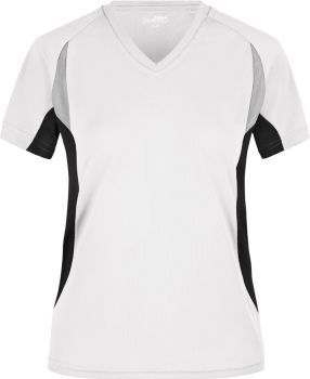 James & Nicholson | Dámské běžecké tričko s výstřihem do V white/black M