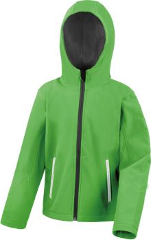 Result | Dětská 3-vrstvá softshellová bunda s kapucí vivid green/black L